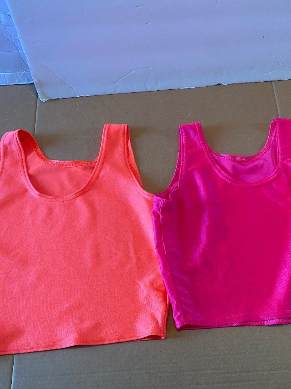 Vintage Cheetah Lot of 2 Neon Orange & Pink Crop Tank Top Active Workout Yoga Sm